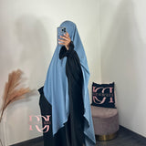 Khimar soie de Medine, couleur bleu pastel (2 longueurs)