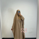 Jilbeb 2 pieces jupe soie de medine, couleur beige foncé