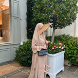 Jilbeb 2 pieces jupe soie de medine, couleur beige foncé