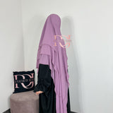 Khimar mousseline 3 voiles, couleur mauve