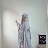 Abaya + khimar soie de medine, couleur gris clair