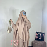 Abaya + khimar soie de medine, couleur beige sable