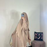 Abaya + khimar soie de medine, couleur beige sable