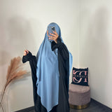 Khimar soie de Medine, couleur bleu pastel (2 longueurs)
