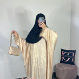 Abaya shiny plume, couleur beige or