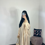 Abaya shiny plume, couleur beige or