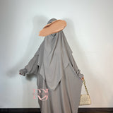 Ensemble jazz abaya + khimar 2 voiles, couleur taupe