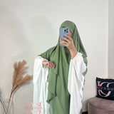 Khimar mousseline 3 voiles, couleur vert olive