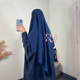 Khimar soie de Medine, couleur bleu marine (2 longueurs)