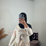 Blouse rayures noeud, couleur beige