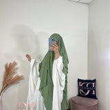 Khimar mousseline 3 voiles, couleur vert olive