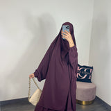 Jilbeb 2 pieces jupe soie de medine, couleur prune