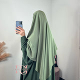 Khimar soie de Medine, couleur olive (2 longueurs)