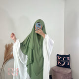 Khimar mousseline 3 voiles, couleur vert olive