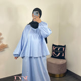 Ensemble popeline coton, couleur bleu