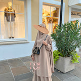 Jilbeb 2 pieces jupe soie de medine, couleur beige foncé