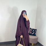 Jilbeb 2 pieces jupe soie de medine, couleur prune