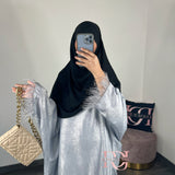 Abaya shiny plume, couleur gris