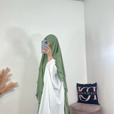 Khimar mousseline 3 voiles, couleur vert olive