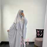 Abaya + khimar soie de medine, couleur gris clair