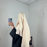 Khimar 2 voiles Bi-matière, beige (option niqab)