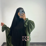 Khimar 2 voiles en soie de medine, couleur noir (option niqab)