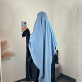 Khimar soie de Medine, couleur bleu pastel (2 longueurs)