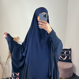 Khimar soie de Medine, couleur bleu marine (2 longueurs)