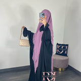 Khimar mousseline 3 voiles, couleur mauve