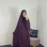 Jilbeb 2 pieces jupe soie de medine, couleur prune