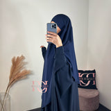 Khimar soie de Medine, couleur bleu marine (2 longueurs)