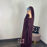 Jilbeb 2 pieces jupe soie de medine, couleur prune