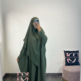 Abaya + khimar soie de medine, couleur kaki