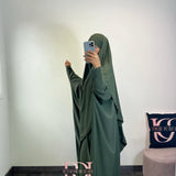 Abaya + khimar soie de medine, couleur kaki