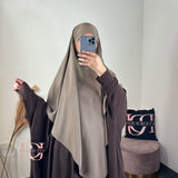 Khimar soie de Medine, couleur taupe (2 longueurs)