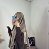 Khimar soie de Medine, couleur taupe (2 longueurs)