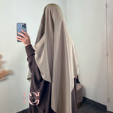Khimar soie de Medine, couleur taupe (2 longueurs)