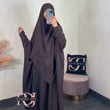 Abaya + khimar soie de medine, couleur marron chocolat