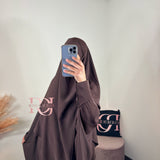 Abaya + khimar soie de medine, couleur marron chocolat