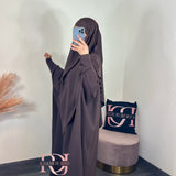 Abaya + khimar soie de medine, couleur marron chocolat