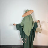 Khimar soie de Medine, couleur olive (2 longueurs)