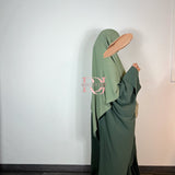 Khimar soie de Medine, couleur olive (2 longueurs)