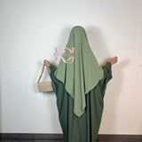 Khimar soie de Medine, couleur olive (2 longueurs)