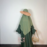 Khimar soie de Medine, couleur olive (2 longueurs)