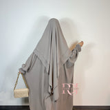 Ensemble jazz abaya + khimar 2 voiles, couleur taupe