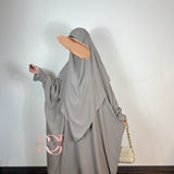 Ensemble jazz abaya + khimar 2 voiles, couleur taupe