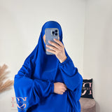 Jilbeb 2 pieces jupe soie de medine, couleur bleu roi