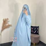 Jilbeb 2 pieces jupe soie de medine, couleur bleu ciel