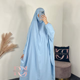 Jilbeb 2 pieces jupe soie de medine, couleur bleu ciel