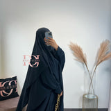 Abaya + khimar soie de medine, couleur bleu nuit